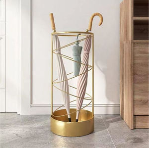 Metal Umbrella Stand Antique Brass Finish Freestanding Frame Structure One-Sided Capacity Home Decoration Umbrella Holder - Product Image 6