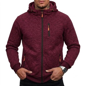 Men's Hooded Zip-Up Sweatshirt Solid Color Knitted Casual Autumn Wear Regular Fit Polyester Cotton Blend Breathable 2027 - Product Image 5