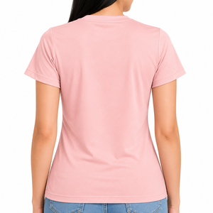 เสื้อยืดคอกลมสีชมพูสำหรับผู้หญิง Warpro ผ้าฝ้ายทรงเข้ารูป สวมใส่สบาย แขนสั้น สีพื้น ผ้าเจอร์ซีย์ระบายอากาศได้ดี เหมาะสำหรับฤดูใบไม้ผลิและฤดูร้อน - Product Image 4