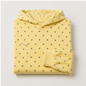 Customize Powder <b>Yellow</b> Womens Relaxed Cropped Small Evenly Spaced Polka Dot Pullover <b>Hoodie</b> Light Brushed Cotton WPHOOD-0019 - Product Image 5
