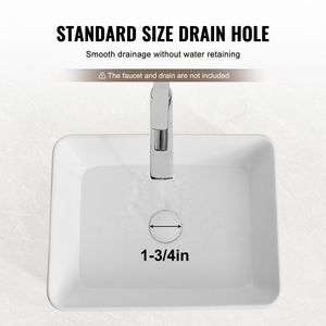 Lavabo da Appoggio Rettangolare Stile Moderno B 48x37,3 cm in Ceramica Bianca per Bagno - Product Image 3