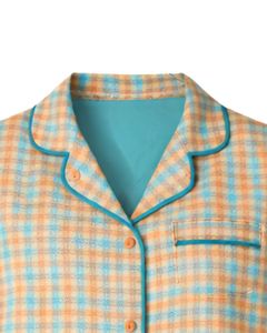 Ensemble de pyjama pour femmes à carreaux multicolores personnalisés, manches longues, boutons, vêtements de nuit doux et respirants en coton, ensemble de détente deux pièces - Product Image 4