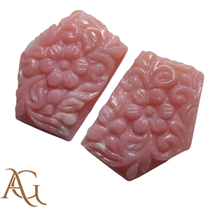 Opale rose naturelle sculptée en intaglio, pierre précieuse en vrac, prix de gros fabricant pour la fabrication de bijoux, calibrée - Product Image 2