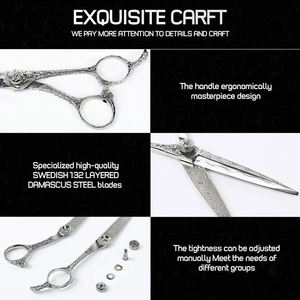 Tijeras de barbero profesionales de 6 pulgadas de acero con alto contenido de carbono, logotipo personalizado, herramienta de corte de pelo de filo afilado para barberos - Product Image 2