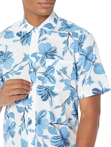 Men's Solid Summer Hawaiian Style Slim Fit Custom Satin Cotton Breathable <b>Half</b> Sleeve Turn-down Collar Eco-Friendly UV <b>Shirt</b> - Product Image 6