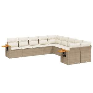 Conjunto de Sofás Modulares de Jardín de Ratán Sintético PE Beige de 10 Piezas - Product Image 2