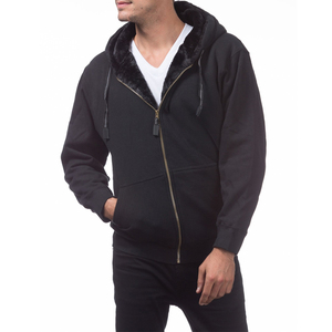 Vintage Style Heavy Weight <b>Wool</b> Zipper Hoodie Men Distressed Solid <b>Yarn</b> Rugged Work Wear Thick Double Layer - Product Image 5