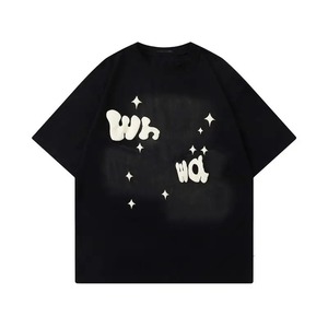 Solid Summer 100% Cotton <b>Plain</b> Oversized Tshirt Heavy Weight Custom Foam 3d Screen Logo Men Puff Print Tee T Shirt - Product Image 2