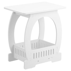 Comodino Moderno con Design ad Arco per Interni ed Esterni, Tavolino Bianco con Vano Portaoggetti per Spazi Ristretti - Product Image 6