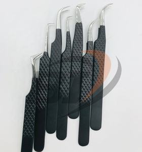 Pinzas profesionales de Extensión de pestañas de acero inoxidable negro mate de alta calidad logotipo personalizado punta puntiaguda volumen pestañas - Product Image 5