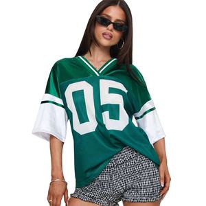 2025 venta al por mayor de calidad superior béisbol y fútbol femenino Tops manga corta cuello en V transpirable poliéster fútbol americano Jersey - Product Image 1