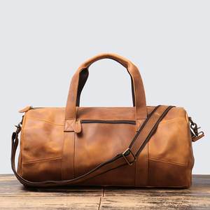 Sac de voyage en cuir pour week-end, fermeture éclair, poignée souple, sac de voyage unisexe, 36-55L, doublure en polyester durable - Product Image 5