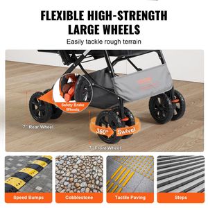 Passeggino per Animali Domestici a 4 Ruote con Freni Girevoli, Capacità di Carico 20 kg, Manubrio Reversibile, Vano Portaoggetti per Cuccioli e Trasportini - Product Image 3