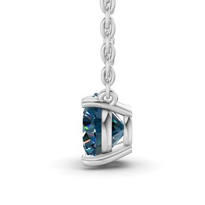 Lujoso Anillo de 1/2 Ct. Tw. Collar Solitario de Diamante Azul Real Cultivado en Laboratorio, Corte Redondo, Oro de 10k, Estilo Único, Certificado GRA - Product Image 2