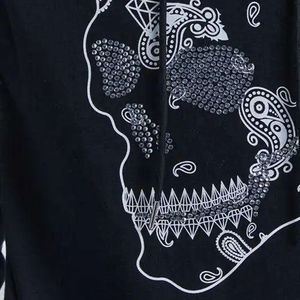 เสื้อฮู้ดดี้ผู้ชายสไตล์ลำลอง ผ้าฟลีซผสมคอตตอน 100% ตกแต่งด้วยคริสตัล ดีไซน์กระเป๋าเสื้อ พิมพ์โลโก้ตามสั่ง ทรงหลวม - Product Image 5