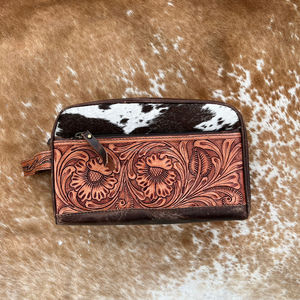 New Luxury Large Capacity Hand Tooled Storage Makeup Organizer <b>Bag</b> for Women Cowhide Travel Toiletries Cosmetic <b>Bag</b> With Handle - Product Image 3