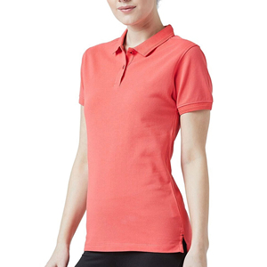 เสื้อโปโลแขนสั้นผู้หญิงน้ำหนักเบา สีคอรัล ผ้าโพลีเอสเตอร์ 100% แบบถักพิเก้ สวมใส่สบาย สีพื้น ทรงปกติ - Product Image 1