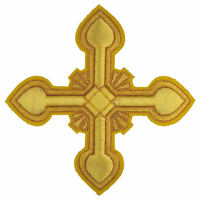 Apliques Bordados en 3D con Hilo Metálico Dorado, Cruz Hierática, Insignias Bordadas Personalizadas con Tela de Lona para Sombreros y Prendas