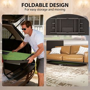 Tavolo da Poker Blackjack Pieghevole Verde da 72 Pollici con Portabicchieri, Portatile per 8 Giocatori, Superficie Classica in Feltro MDF - Product Image 4