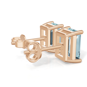 Aquamarine Emerald Cut <b>Stud</b> <b>Earrings</b> 925 Sterling Silver <b>Rose</b> <b>Gold</b> Plated IGI Certified Luxury Engagement Women Gift - Product Image 4