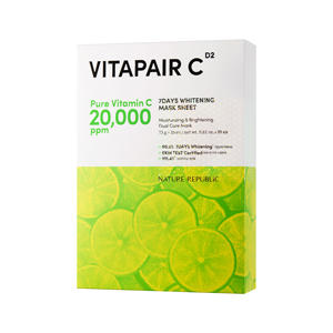 เนเจอร์ รีพับลิค 7-เดย์ ไวตาเพียร์ ซี เฟซ ไวท์เทนนิ่ง มาส์ก แพ็ค 10 แผ่น วีแกน  ผสมวิตามินซีเป็นส่วนประกอบหลัก - Product Image 1