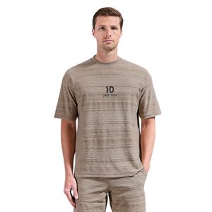 เสื้อยืดผู้ชายลายแจ็คการ์ด แขนสั้น คอกลม ทรงหลวม สไตล์ลำลอง สตรีทแวร์ เนื้อผ้าถักมีเท็กซ์เจอร์ เสื้อแฟชั่นฤดูร้อน - Product Image 1