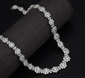 Collar con Colgante de Circones Florales, Conjunto de Joyería de Latón, Chapado en Platino, Collar para Mujer para Bodas y Fiestas - Product Image 2
