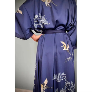 Ensemble de vêtements de nuit en soie satinée élégante pour femmes de haute qualité, taille élastique, longueur intégrale, manches longues, doux, confortable et respirant - Product Image 5