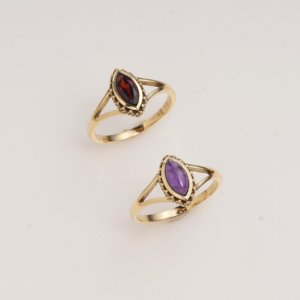 Bague en laiton électroplaqué avec grenat cabochon taille marquise, design celtique, bague statement, faite à la main, bijoux pour femme, sertissage clos - Product Image 2