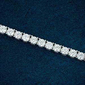 Pulsera de Lujo Plateada de 3mm con Moissanita para Hombre, Corte Redondo, Estilo Iced Out, Joyería Elegante - Product Image 2