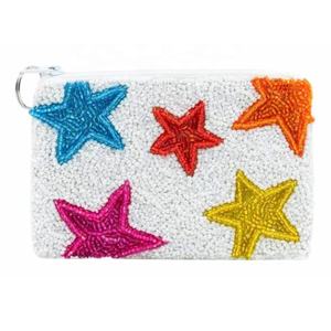 Mini porte-monnaie multicolore à perles étoilées avec fermeture éclair, idéal pour espèces, pièces de monnaie et cartes, portefeuille polyvalent pour femme - Product Image 1