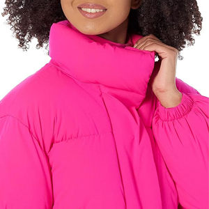 Doudoune rose à col roulé et manches lanternes, manteau d'hiver épais, coupe décontractée, couleur unie, style pull - Product Image 4