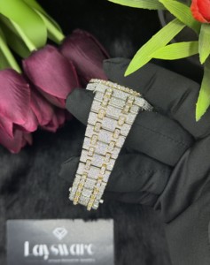 Reloj de Lujo de Alta Calidad con Diamantes de Moissanita y Cuarzo, Certificado D VVS, Correa de Acero Inoxidable de 22 mm de Ancho, Cristal - Product Image 4