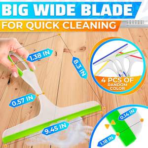 Raclette manuelle pour vitres de douche, poignée en plastique durable, écologique, couleurs aléatoires, lame en caoutchouc flexible, crochet de suspension facile, légère - Product Image 5