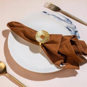 Abstract Design Metal Napkin Ring <b>Gold</b> Color Finish Reusable <b>Food</b> Grade Tableware Decor Decorative Circular Design napkin Ring - Product Image 1