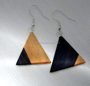 Elegant <b>Wood</b> With Epoxy Resin Big Oval Shaped Earrings With Gold Plated Ear Hook for Women Wooden <b>Jewellery</b> - Product Image 2