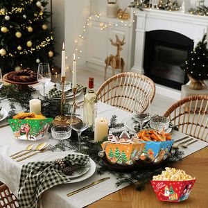 12 Pezzi Vassoi di Carta Natalizi con Motivi di Babbo Natale, Pan di Zenzero ed Alce, Ciotole per Snack, Stoviglie Usa e Getta, Decorazioni per Feste Natalizie, Hot Dog - Product Image 4