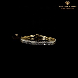 Pulsera de Diamantes Cultivados en Laboratorio CVD, 9 Quilates, Corte Redondo, Hermosa Pulsera de Tenis, Regalo de Boda para Novia, Oro Sólido de 14k, Claridad VVS-VS, Color D-E-F - Product Image 1