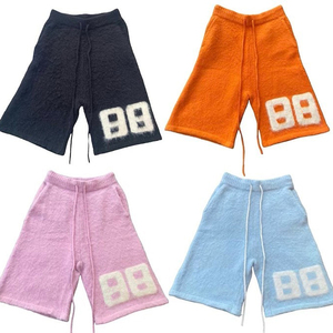 กางเกงขาสั้นไหมพรมขนปุยแบบมีเชือกผูกเอวทรงหลวมสำหรับผู้ชาย ฤดูร้อน รับผลิตตามสั่งพร้อมปักโลโก้จากโรงงาน - Product Image 6