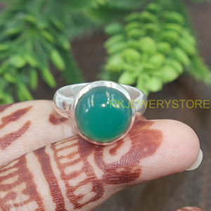 Bague en onyx vert naturel, argent sterling 925, faite à la main, bague statement ovale, pierre précieuse en onyx vert, cadeau pour femme - Product Image 5