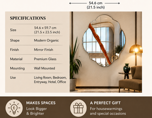 Frameless <b>Wall</b> Mirror Oval Stripe Design Decorative Mirror Bathroom Bedroom Living Room Modern Stylish <b>Wall</b> <b>Mounted</b> 23*21 Inch - Product Image 4