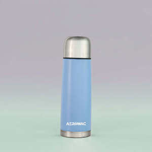 Light Blue Stainless Steel Water Bottle Vacuum Insulated Bullet Flask Thermal Metal <b>Drinkware</b> Hot Cold Reusable Travel Office - Product Image 1