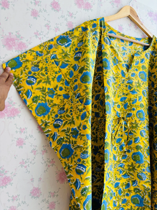 Robe caftan indienne en coton imprimé fleuri 100% coton Maxi Beach Coverup maman été hiver automne printemps saisons tissu en mousseline de soie - Product Image 2