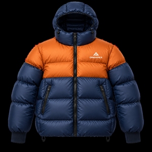 Chaqueta Acolchada Azul Marino y Naranja para Hombre, Abrigo de Invierno Cálido y Ligero, Impermeable, Marca One Apex - Product Image 3
