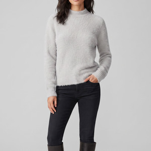 Pull en mohair unisexe coupe classique OEM, tricoté duveteux, fermeture éclair, imprimé personnalisé, anti-plis - Product Image 4