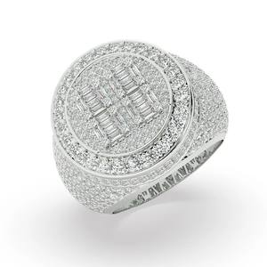 Anillo de Hip Hop Personalizado de Oro Sólido de 14K y Plata de Ley 925 con Diamantes Baguette VVS para Mujeres y Hombres, Certificado IGI para Bodas y Fiestas - Product Image 2