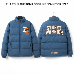 ZAINI Premium 500g Polyester Blue <b>Quilted</b> Puffer <b>Jacket</b> Hooded Waterproof Windproof Camouflage <b>Pattern</b> Winterwear - Product Image 1