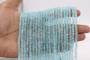 100% perles d'aigue-marine à facettes naturelles 5mm pierres précieuses en vrac perles d'aigue-marine brin - Product Image 6