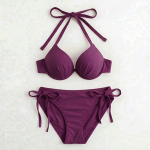 Traje de Baño Bikini Ultra Ligero para Mujer, Sólido, con Tirantes Transparentes y Tanga - Product Image 2