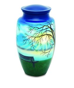Blue Enamel Cremation <b>Urn</b> 2 Bend Collection <b>Large</b> 220 Cubic Inch Capacity American Style Adult <b>Urns</b> For Ashes Durable & Custom - Product Image 2
